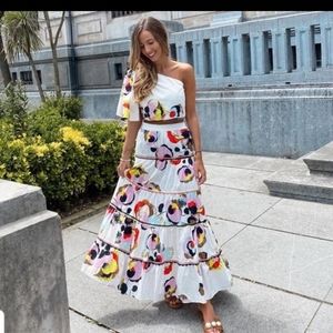 2-pc ZARA Floral Long Printed Top and Skirt Set